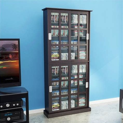 Tempered glass doors are stylish and durable. Atlantic Windowpane 720 Media Cabinet with Sliding Glass ...