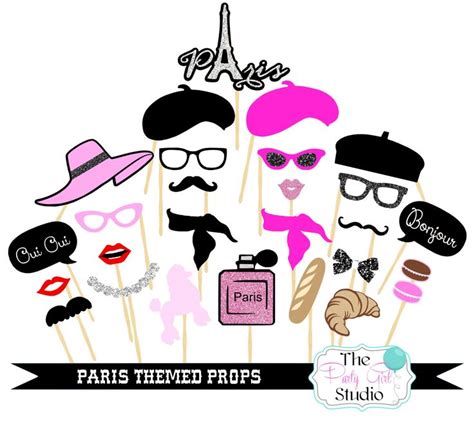 27pc Paris Party Photo Booth Propsparisian Partyphotobooth Props