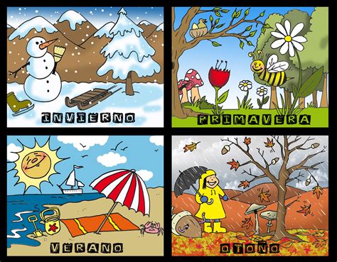 Four Cartoon Scenes With Snowmen Sunflowers And Other Things In The