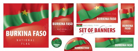 Conjunto Vectorial De Banners Con La Bandera Nacional Del Burkina Faso
