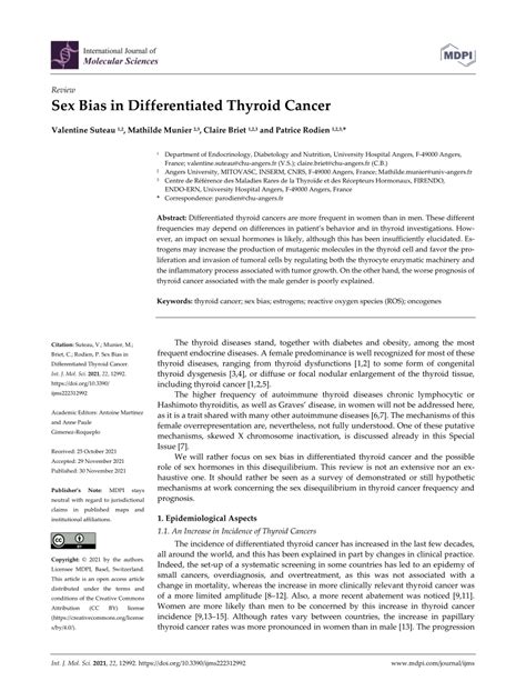 pdf sex bias in differentiated thyroid cancer
