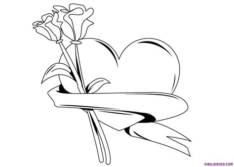 Imágenes de rosas con corazones para colorear - Imagui