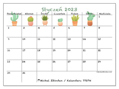 Kalendarz Styczeń 2023 Do Druku “481pn” Michel Zbinden Pl