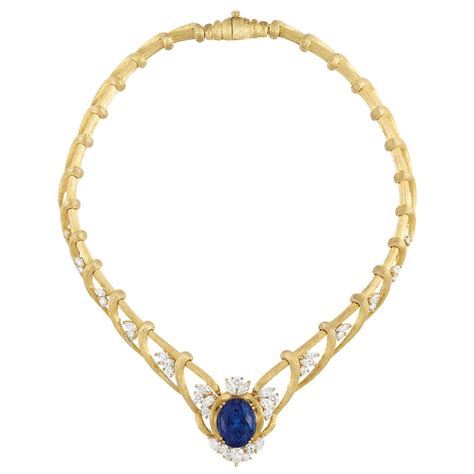 Gold Tanzanite And Diamond Necklace Henry Dunay 18 Kt The Openwork