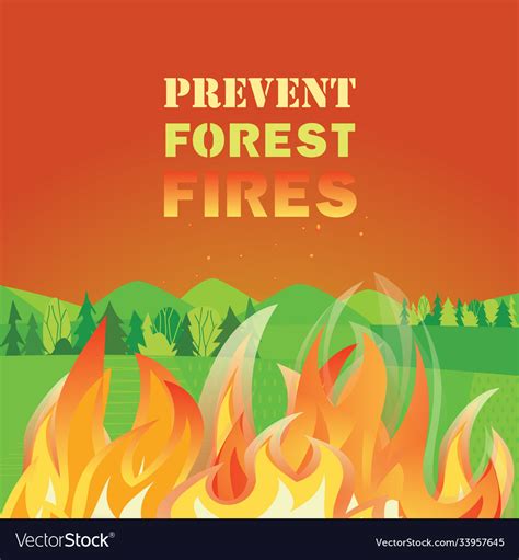 Prevent Forest Fires Flat Color Poster Concept Vector Image