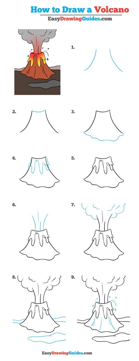 The volcano involves a color change of the 'lava' from purple to orange and back to purple. How to Draw a Volcano - Really Easy Drawing Tutorial