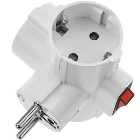 Weißer Dreifach Schuko 220VAC Stecker mit Schalter Cablematic