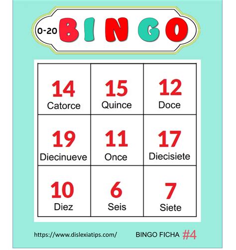 Bingos Educativos Del 0 Al 20 Para Niños