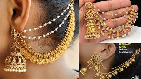 Latest Gold Ear Chain Designs L Gold Champasaralu Designs L Latest