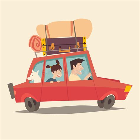 旅行乘汽车 驾驶汽车的父亲 愉快的家庭暑假 旅游业，漫画人物家庭 向量例证 插画 包括有 旅行乘汽车 愉快的家庭暑假 78706435
