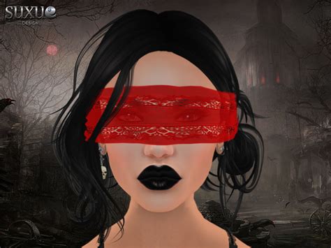 Second Life Marketplace [suxue] Mesh Blindfold Kevin For Female Lace Red {demo}
