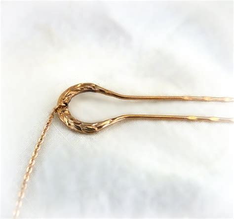 Antique Hair Pin Gold With Chain Pince Nez Pin From Victoriascurio On