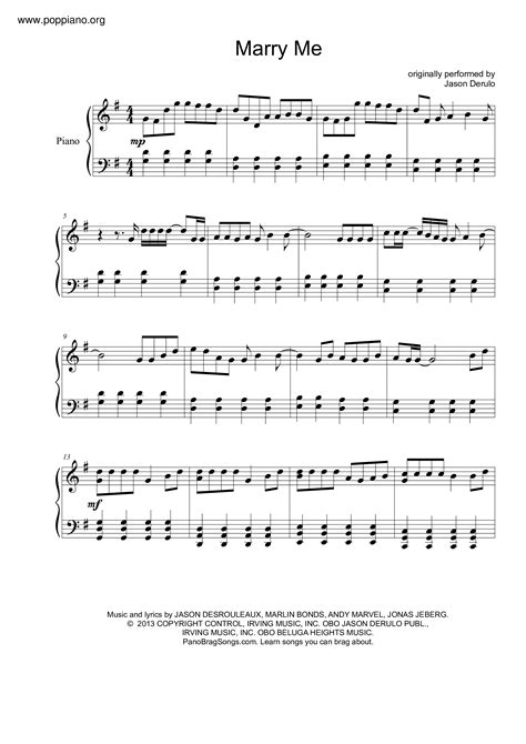 jason derulo marry me sheet music pdf free score download ★