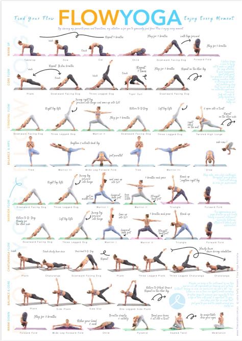 Flow Yoga Poses Stretching Exercise Poster Instructional Poster For