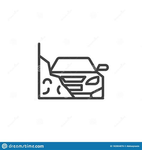 Car Accident Insurance Line Icon Stock Vector Illustration Of Line