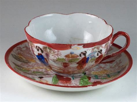 Vintage Porcelain Japanese Geisha Girls Tea Cup Teacup And Saucer Japan • 899 Tea Cups