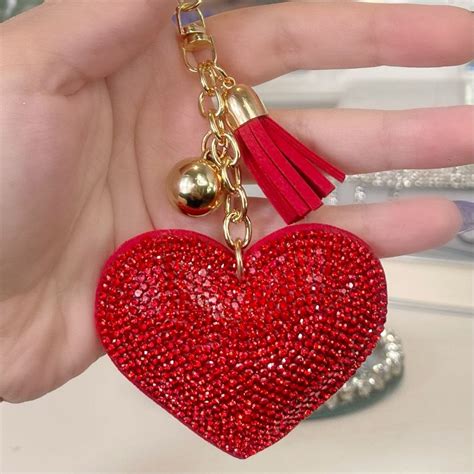 Lemonade Crystal Padded Heart Keyring Red Shop Accessories From