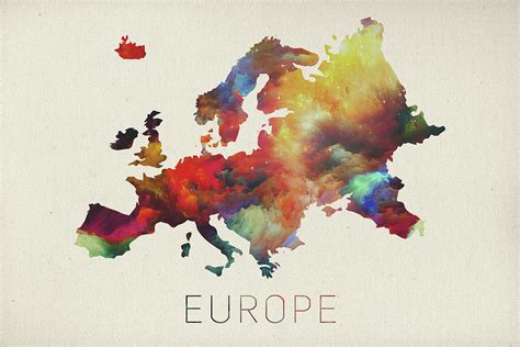 Watercolor Map Of Europe Mixed Media By Design Turnpike Pixels Merch