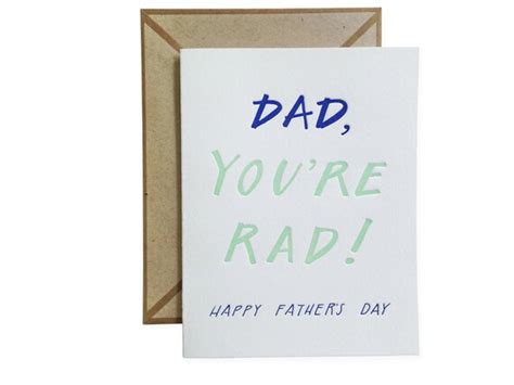 Rad Dad Fathers Day Letterpress Card Single By Inkmeetspaper