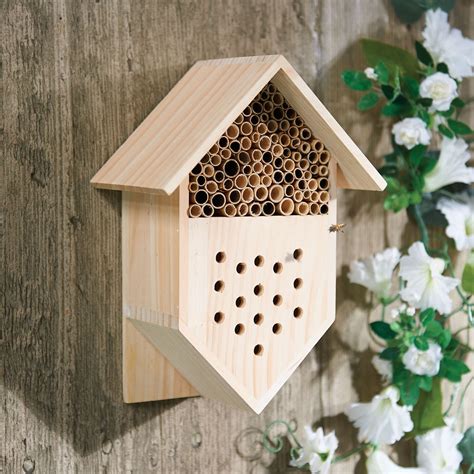 Wooden Bee Hive Habitat Insect House For Mason And Orchard Bee