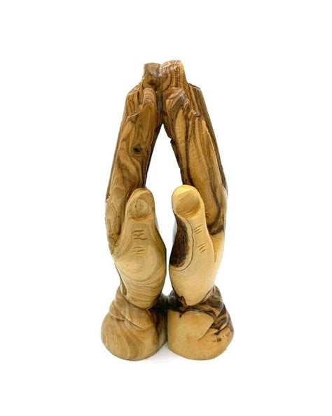 Praying Hands Statue Olive Wood Carving Jesus Hand From Holy Etsy