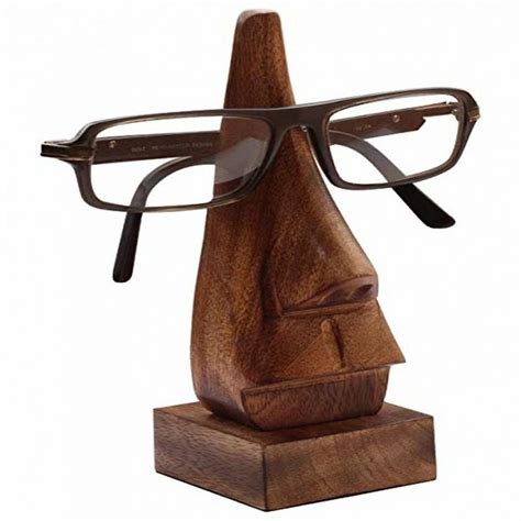 nose shaped witty wooden eyeglass holder display stand viral gads