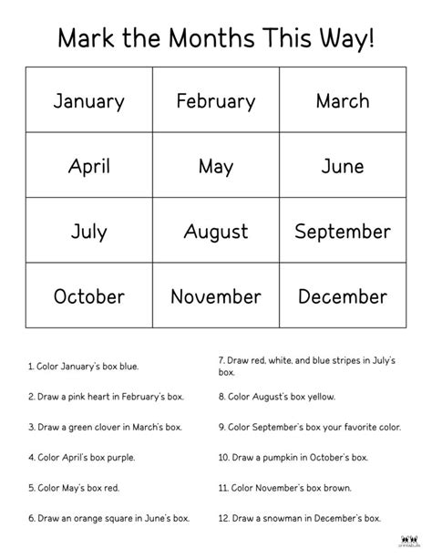 Months Of The Year Worksheet Dad
