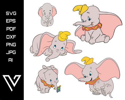 Dumbo Elephant Svg Bundle Cricut Cut File Silhouette Vector Etsy