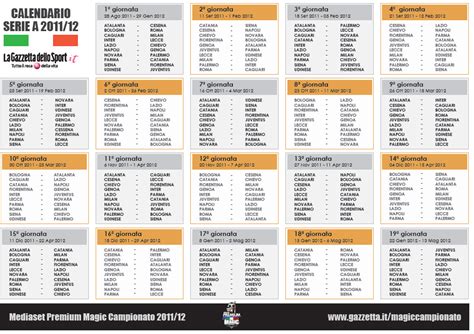 Date, orari e tabellone completo di tutte le partite in programma. Agostino Sella: Il calendario di calcio di serie A 2011-2012