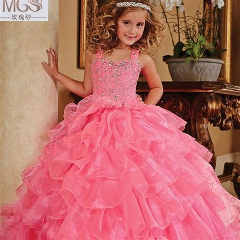 Hot Pink Luxury 2016 Mgs Ball Gown Tank Sweetheart Flower Girl Dresses Organza Beaded Ruffled