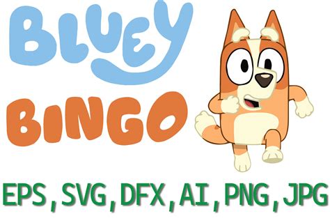 Bluey Svg Dxf Eps Png Illustrator Bingo Clipart Etsy Canada