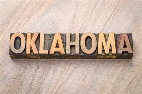 Oklahoma Word Abstract In Letterpress Wood Type Stock Image Image Of