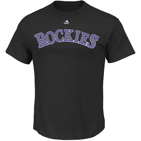 Majestic Colorado Rockies Black New Wordmark T Shirt