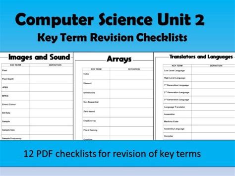 Computer Science Unit 2 Key Terms Teaching Resources