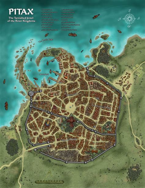 A Map With Lots Of Buildings On It And Water In The Backgroung
