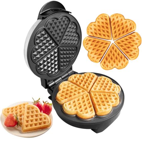 Buy Valentines Day Heart Waffle Maker Makes 5 Heart Shaped Waffles Non Stick Baker For Easy