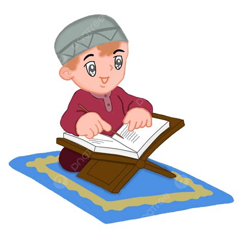 Reading Quran Clipart Transparent Background Muslim Boy Reading Quran