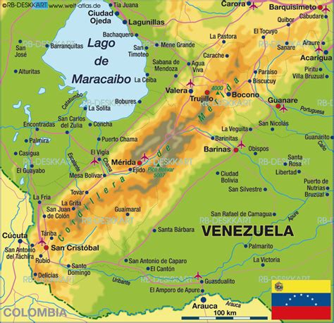Map Of Venezuela Region Merida Andes Region In Venezuela Welt