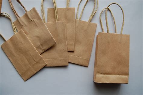 Tiny Crafty Paper Bags With Raffia Handles Set By Amyelisedesigns