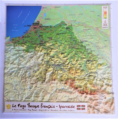 Carte En Relief Du Pays Basque Français Iparralde Georelief