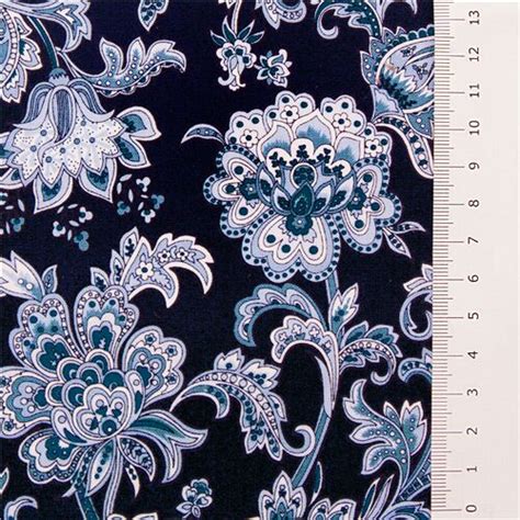Navy Blue Jacobean Flower Fabric By Michael Miller By Michael Miller