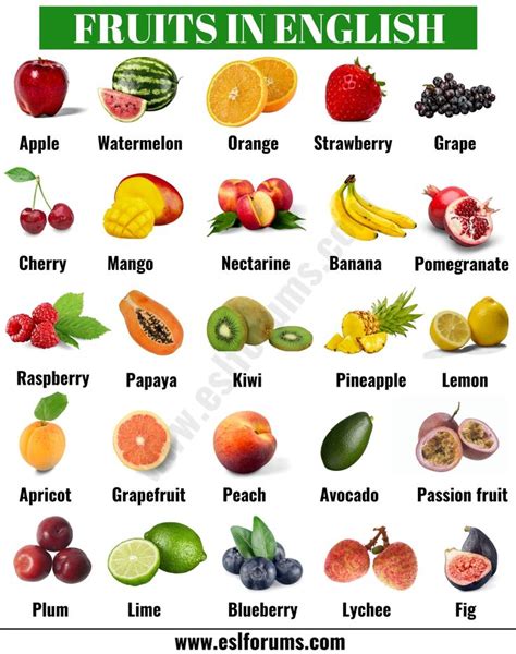 List Of Fruits Learn Common Names Of Fruits In English Esl Forums