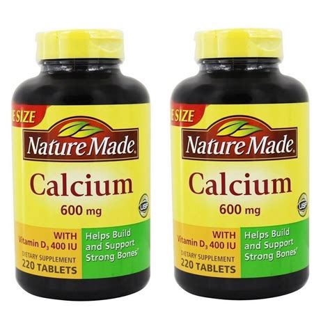 2 Pack Nature Made Calcium 600 Mg With Vitamin D3 220 Count
