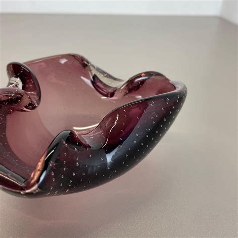 Large Pink Murano Bubble Glass Bowl Element Shell Ashtray Murano Italy 1970s For Sale At 1stdibs