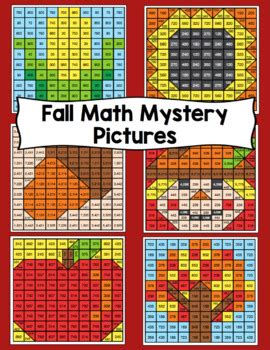 grade fall math mystery pictures fall color  number activities