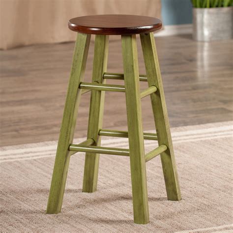 Winsome Wood Ivy 24 Counter Stool Rustic Green W Walnut Seat Rustic