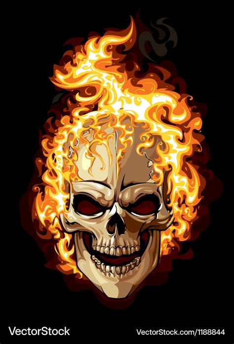 Burning Skull On Black Background Royalty Free Vector Image