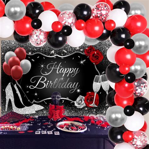 red black and silver party decorations for women birthday party supplies red black and silver