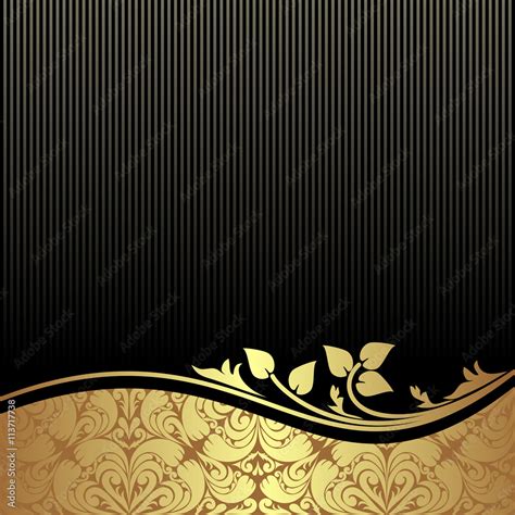 Rich Black Background Decorated The Golden Royal Border Stock Vector