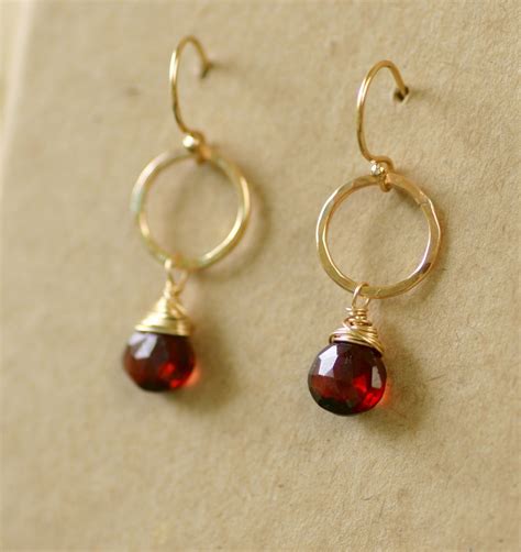 Garnet Earrings Gold January Birthstone Jewelry Gemstone
